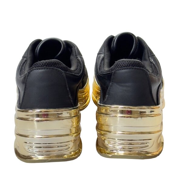 CAPE ROBBIN Attitude C Womens Shoes Black Faux Leather Sneakers Gold-tone Size 9 - Picture 4 of 12